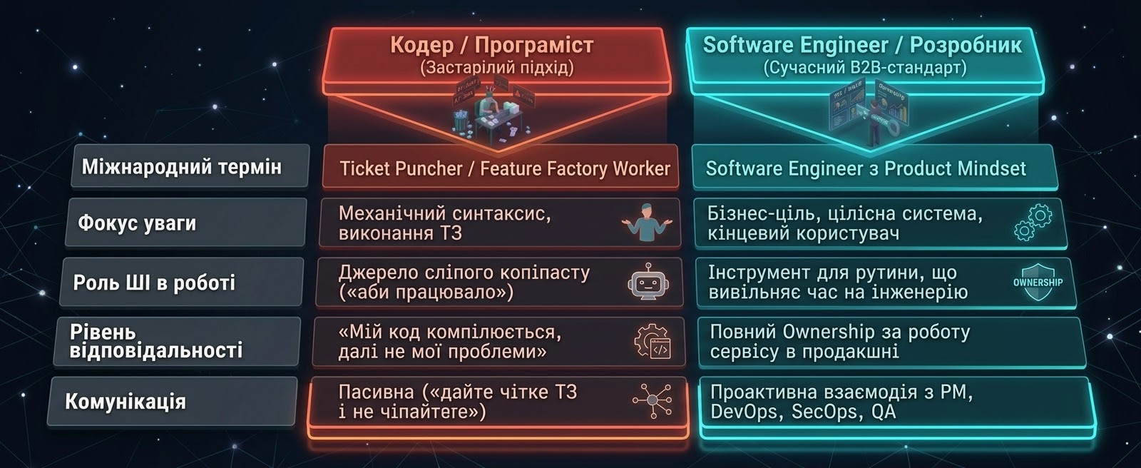 Таблиця 1 - Порівняльна характеристика підходів до роботи: застарілий підхід проти сучасного B2B-стандарту
